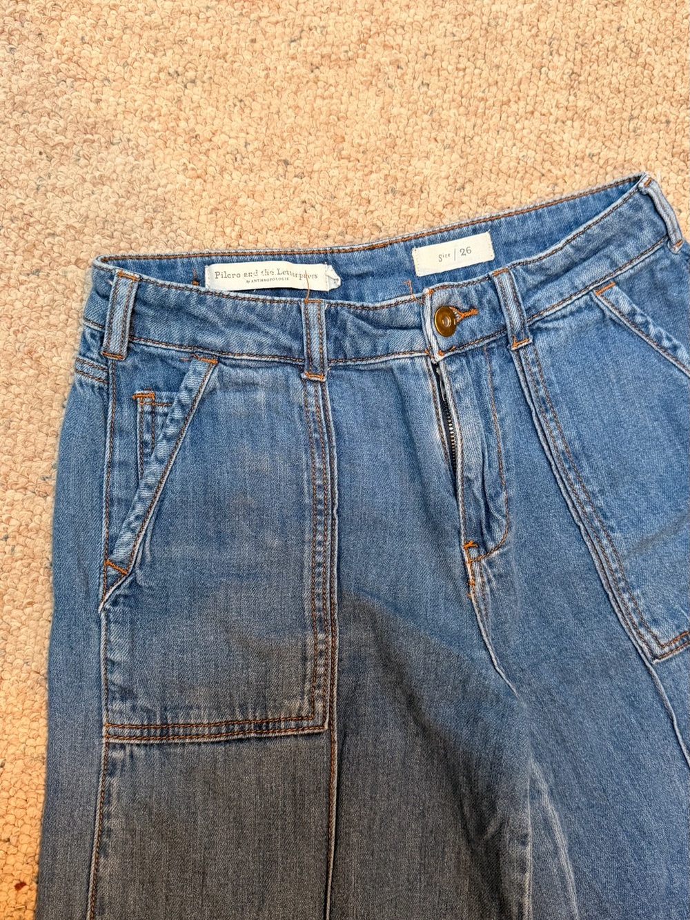 Anthropologie Pilcro and the Letterpress High-Rise Blue Patch Pocket Jeans